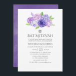 Ultra Violet Floral Bat Mitzvah Invitation<br><div class="desc">Watercolor floral bat mitzvah invitations featuring ultra violet with shades of purple and sage green accents. Flowers include hydrangea,  lavender,  peonies and roses.</div>