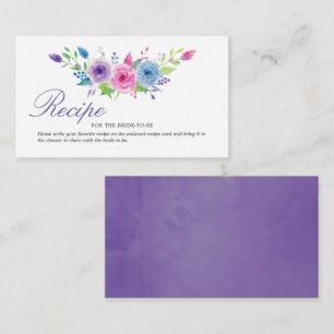 Ultra Violet Floral Bridal Shower Recipe Insert No Card