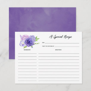 Ultra Violet Floral Bridal Shower Recipe Note Card