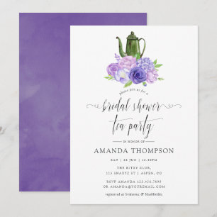 Ultra Violet Floral Bridal Shower Tea Party Invitation