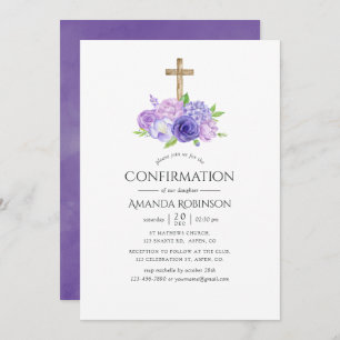 Ultra Violet Floral Confirmation Invitation