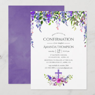 Ultra Violet Floral Confirmation Invitation