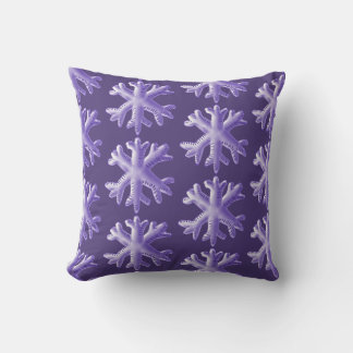 Ultra Violet Fluffy Snowflake Pattern Cushion