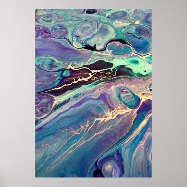 Ultra Violet  Fluid Marble Acrylic Art Abstract Poster (Front)