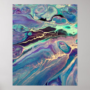 Ultra Violet Fluid Marble Acrylic Art Abstract Poster