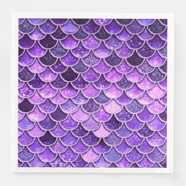 Ultra Violet Glitter Mermaid Scales Napkin (Front)