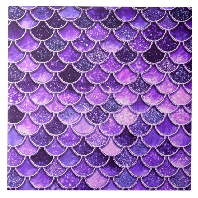 Ultra Violet Glitter Mermaid Scales Tile (Front)