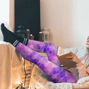 Ultra Violet & Gold Mermaid Scale Pattern Leggings