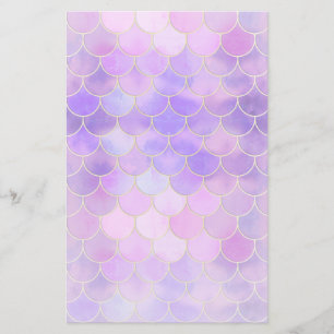 Ultra Violet & Gold Mermaid Scale Pattern Stationery