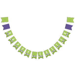 Ultra Violet & Green Happy Easter Bunting Banner