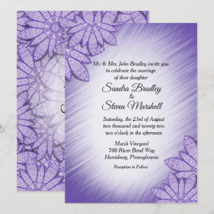 Ultra Violet Hue Floral Wedding Invitation
