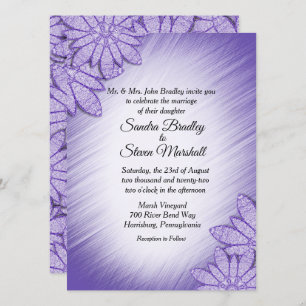 Ultra Violet Hue Floral Wedding Invitation