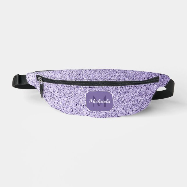 Ultra violet light purple glitter sparkle Monogram Bum Bags (Front)