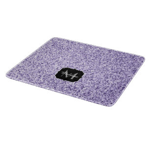 Ultra violet light purple glitter sparkle Monogram Cutting Board