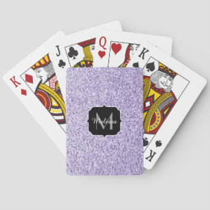 Ultra violet light purple glitter sparkle Monogram Playing Cards