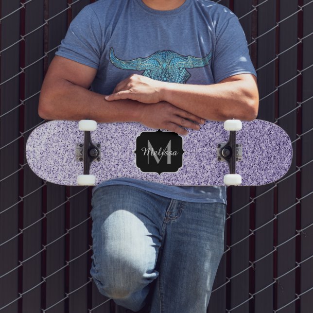 Ultra violet light purple glitter sparkle Monogram Skateboard (Outdoor 3)