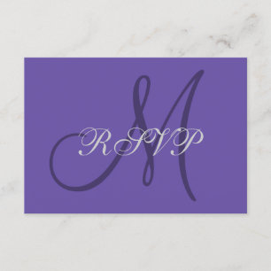 Ultra Violet Monogram Elegant Wedding RSVP Card