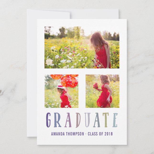 Ultra Violet palette Graduation photo collage Announcement (Front)