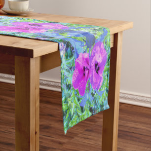 Ultra-Violet Plum Crazy Purple Hibiscus Flowers Long Table Runner