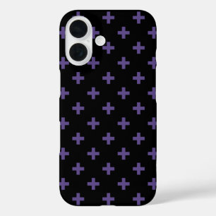 Ultra violet polka crosses on black iPhone 16 case