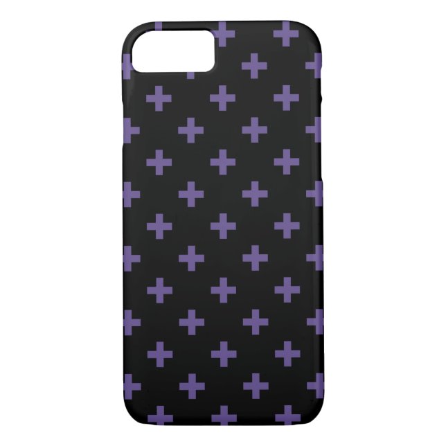 Ultra violet polka crosses on black Case-Mate iPhone case (Back)