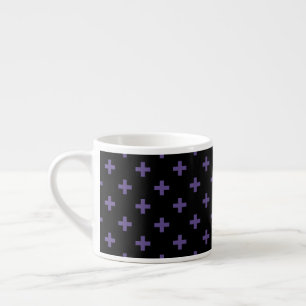 Ultra violet polka crosses on black espresso cup