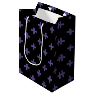 Ultra violet polka crosses on black medium gift bag