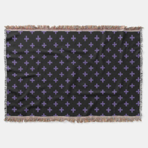 Ultra violet polka crosses on black throw blanket