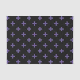 Ultra violet polka crosses on black tissue paper