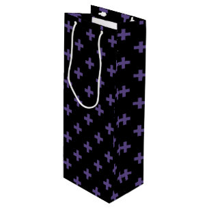 Ultra violet polka crosses on black wine gift bag