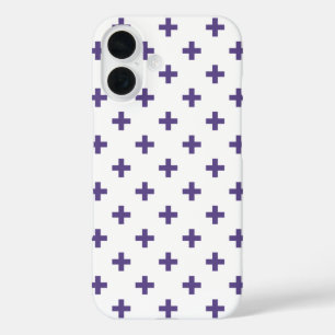 Ultra violet polka crosses on white iPhone 16 case