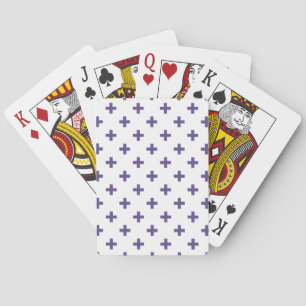 Ultra violet polka crosses on white playing cards