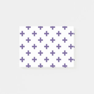 Ultra violet polka crosses on white post-it notes