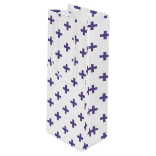 Ultra violet polka crosses on white wine gift bag