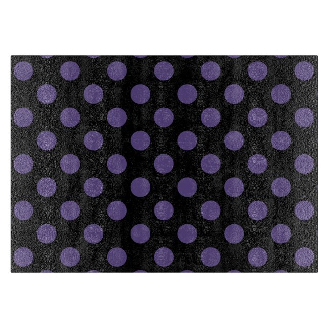 Ultra violet polka dots on black cutting board (Front)