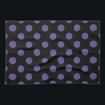 Ultra violet polka dots on black tea towel<br><div class="desc">Pantone's color of the year for 2018 is ultra violet.</div>