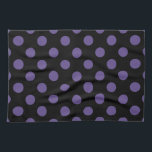 Ultra violet polka dots on black tea towel<br><div class="desc">Pantone's color of the year for 2018 is ultra violet.</div>