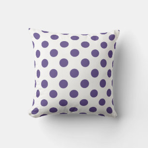 Ultra violet polka dots on white cushion