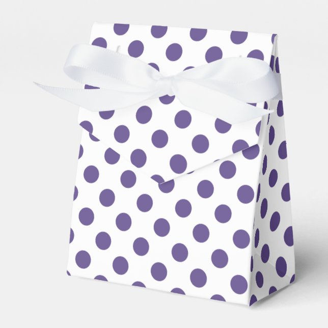 Ultra violet polka dots on white favour box (Front Side)