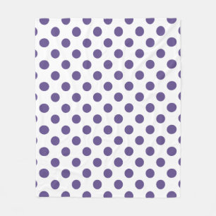 Ultra violet polka dots on white fleece blanket