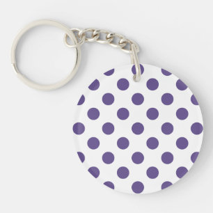 Ultra violet polka dots on white key ring