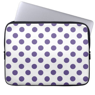 Ultra violet polka dots on white laptop sleeve