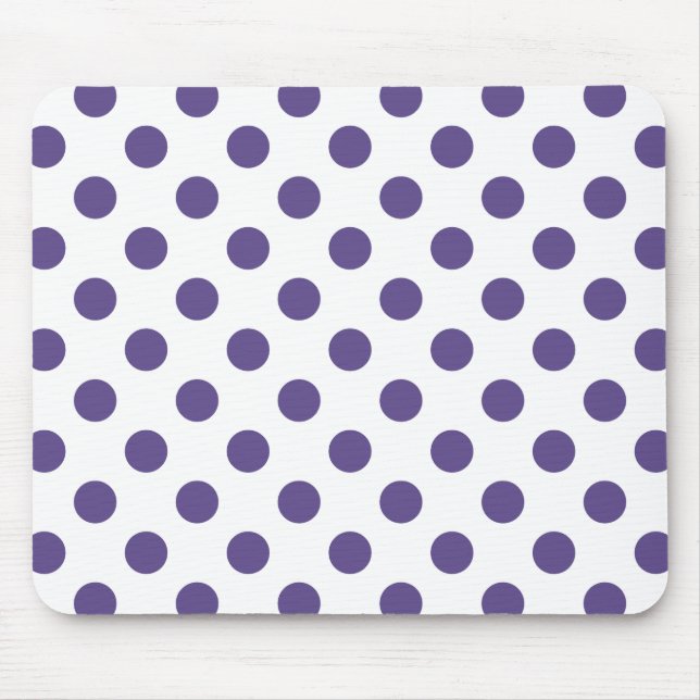 Ultra violet polka dots on white mouse mat (Front)
