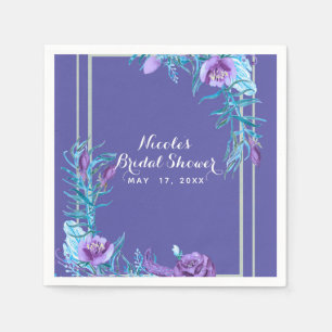 Ultra Violet Purple & Aqua Floral Chic Napkin