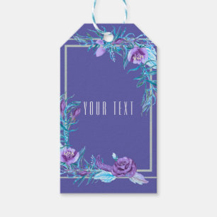Ultra Violet Purple Aqua Floral Chic Wedding Favou Gift Tags