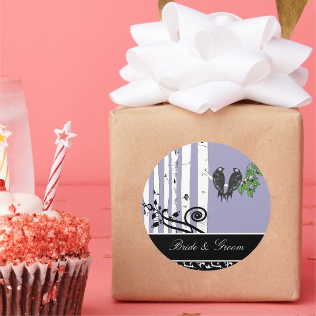 Ultra Violet Purple Birch Tree Vintage Bird Seal (Party)