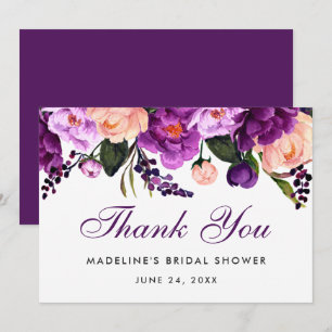 Ultra Violet Purple Floral Bridal Shower Thanks P Invitation