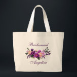 Ultra Violet Purple Floral Bridesmaid Large Tote Bag<br><div class="desc">Ultra Violet Purple Floral Bridesmaid Large Tote Bag</div>