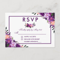 Ultra Violet Purple Floral RSVP Wedding V
