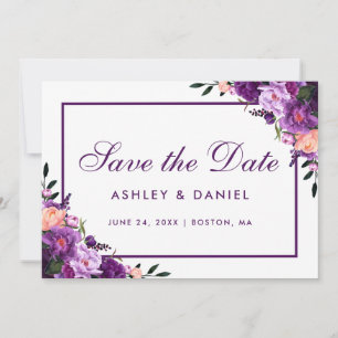 Ultra Violet Purple Floral Save The Date PFP
